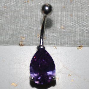 Purple Belly Ring 14 Gauge Stainless Steel